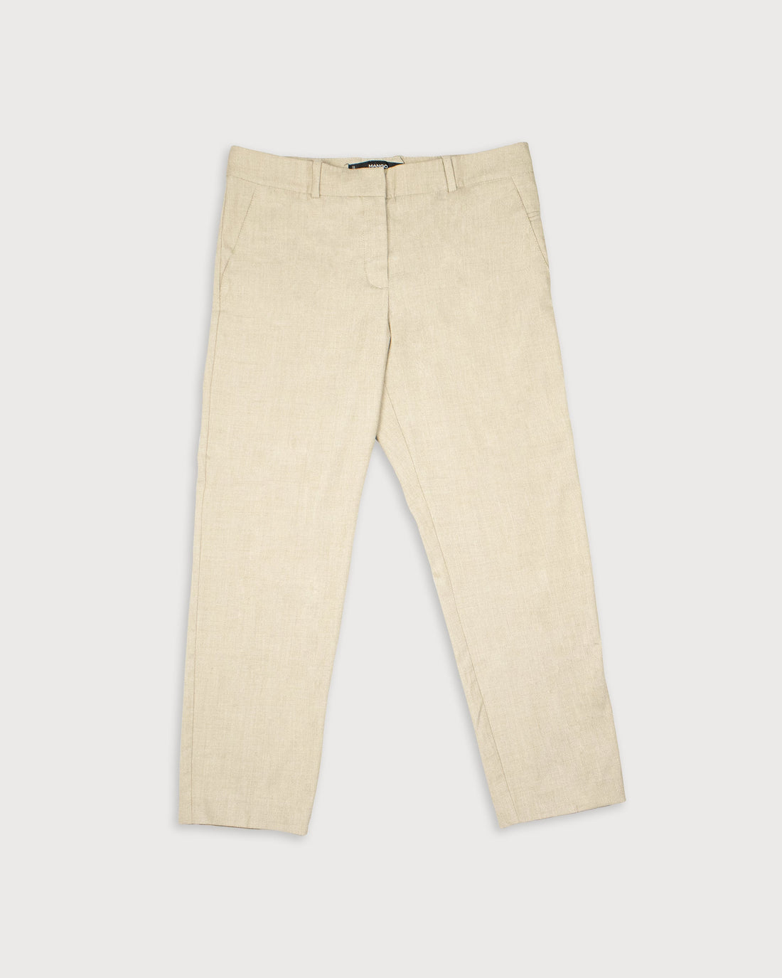 Pantalón traje cropped beige