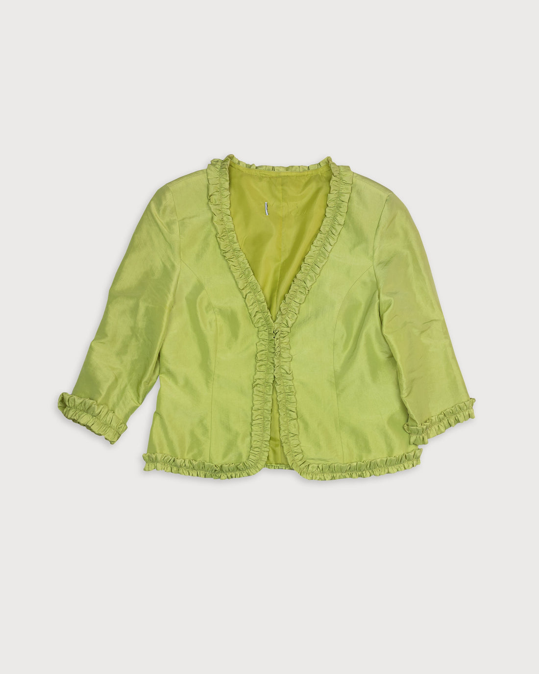 Chaqueta verde media manga tejido brillante