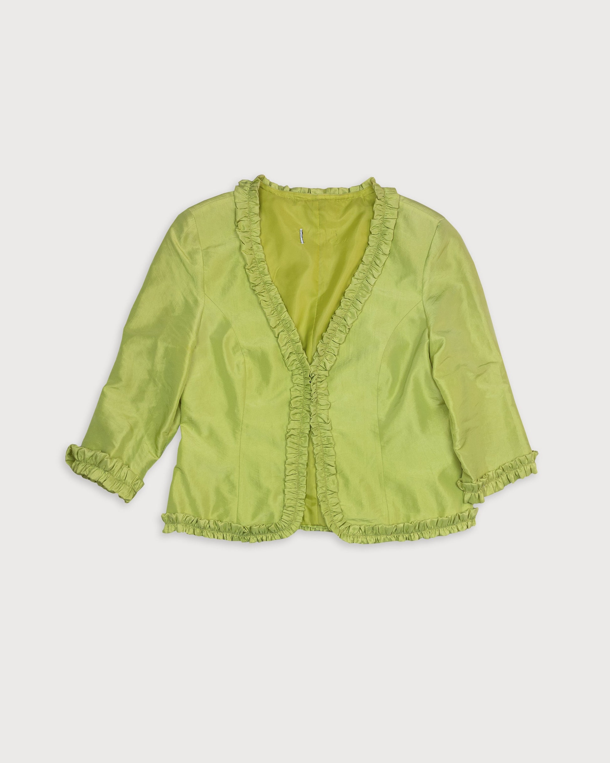 Chaqueta verde media manga tejido brillante