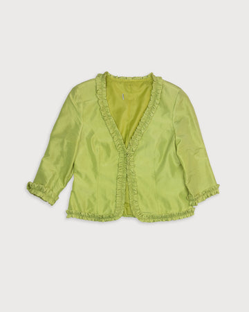 Chaqueta verde media manga tejido brillante