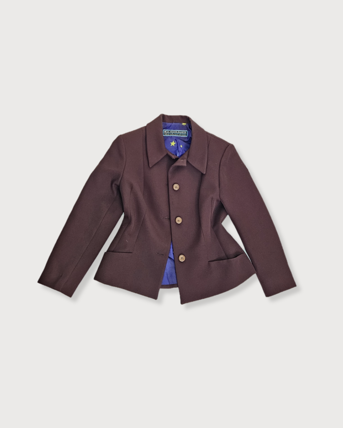 Blazer manga larga marron entallada botones