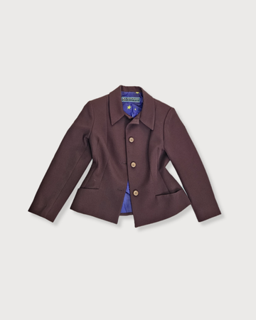 Blazer manga larga marron entallada botones