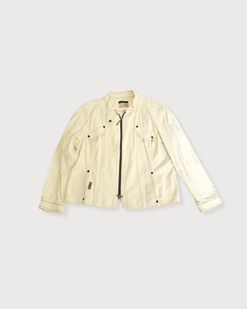 Chaqueta manga larga crema cremallera cuello boton