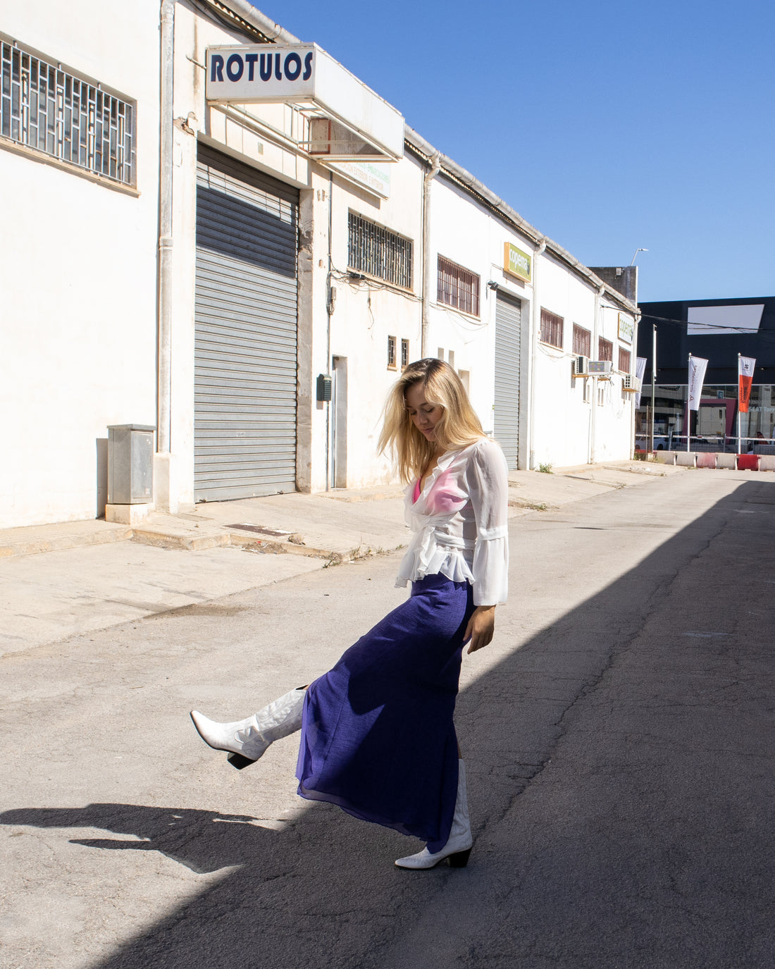 Falda midi morado textura