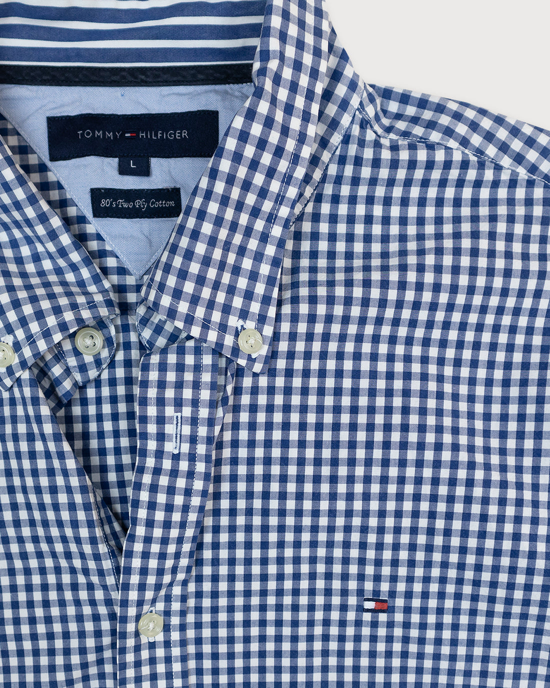 Camisa manga larga Tommy Hilfiger cuadros azul y blaco