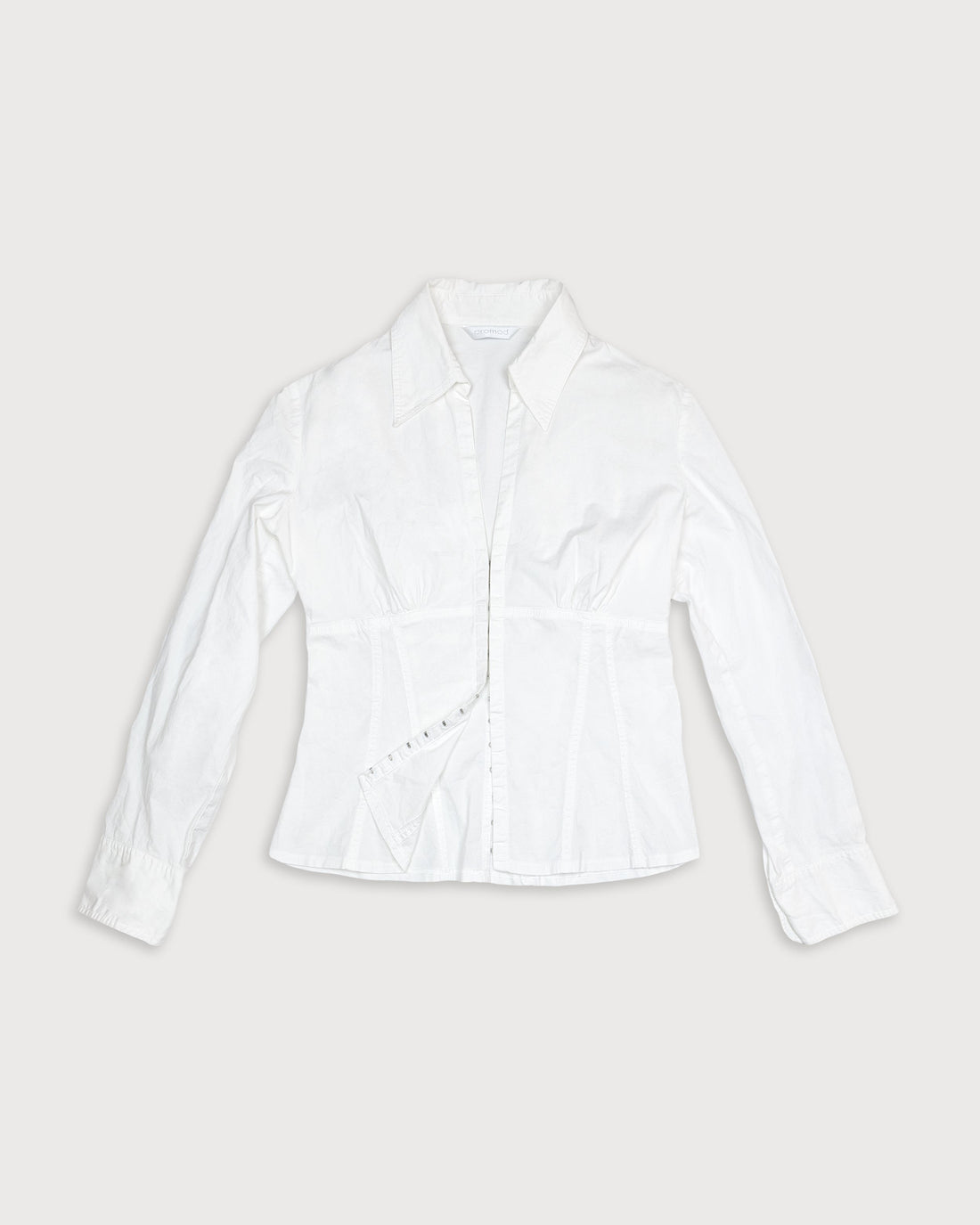 Camisa blanca manga larga corset corchetes