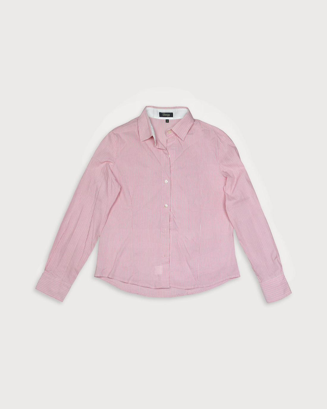 Camisa manga larga rosa rayas blancas